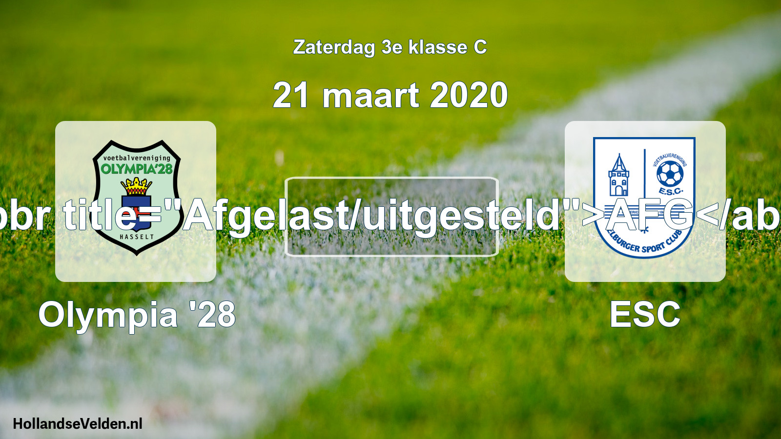 Scheduled Match: Olympia '28 - ESC (21 March 2020)