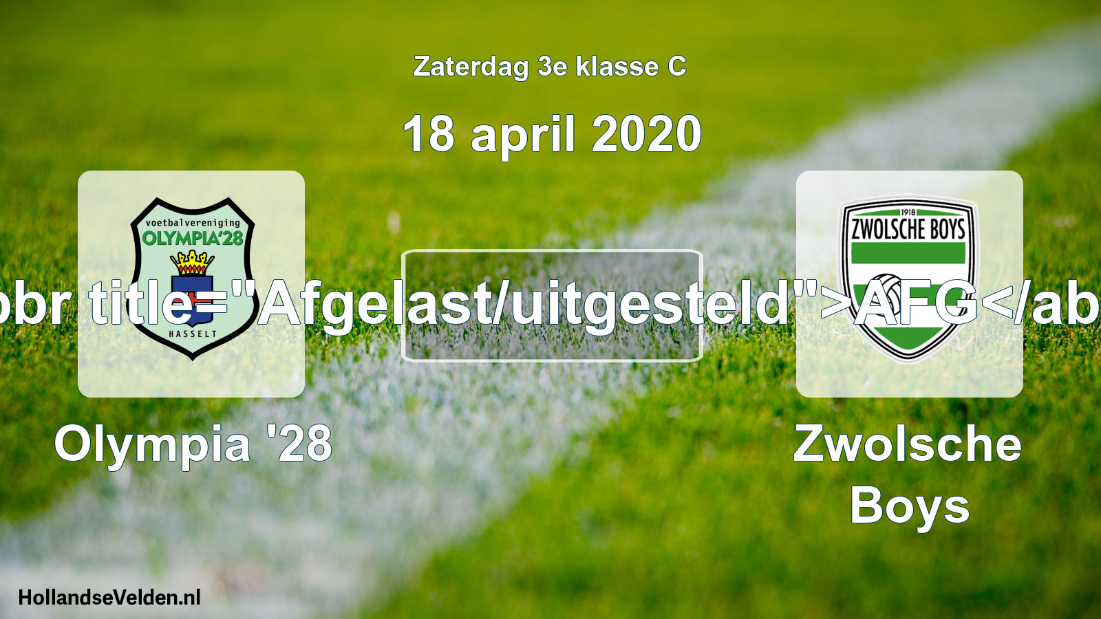 Scheduled Match: Olympia '28 - Zwolsche Boys (18 April 2020)