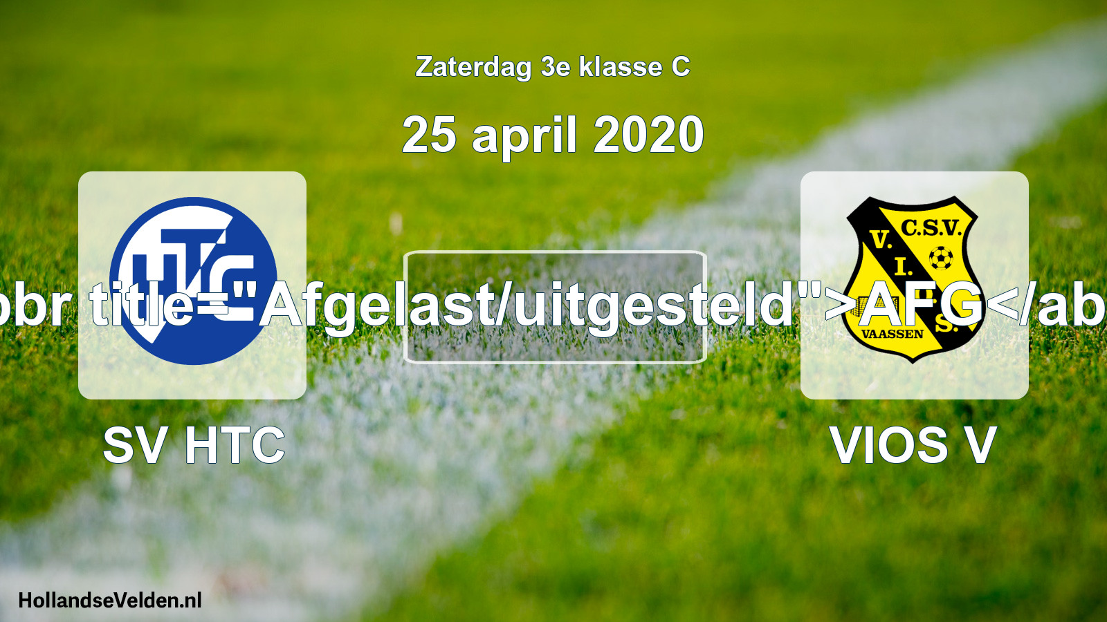 Scheduled Match: SV HTC - VIOS V (25 April 2020)