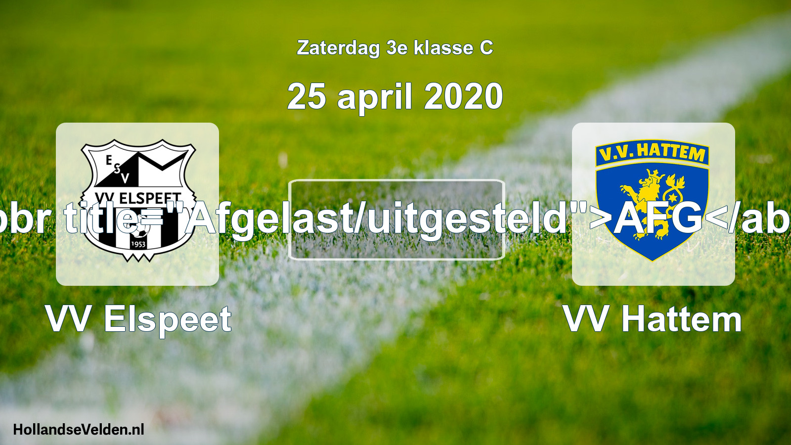 Scheduled Match: VV Elspeet - VV Hattem (25 April 2020)