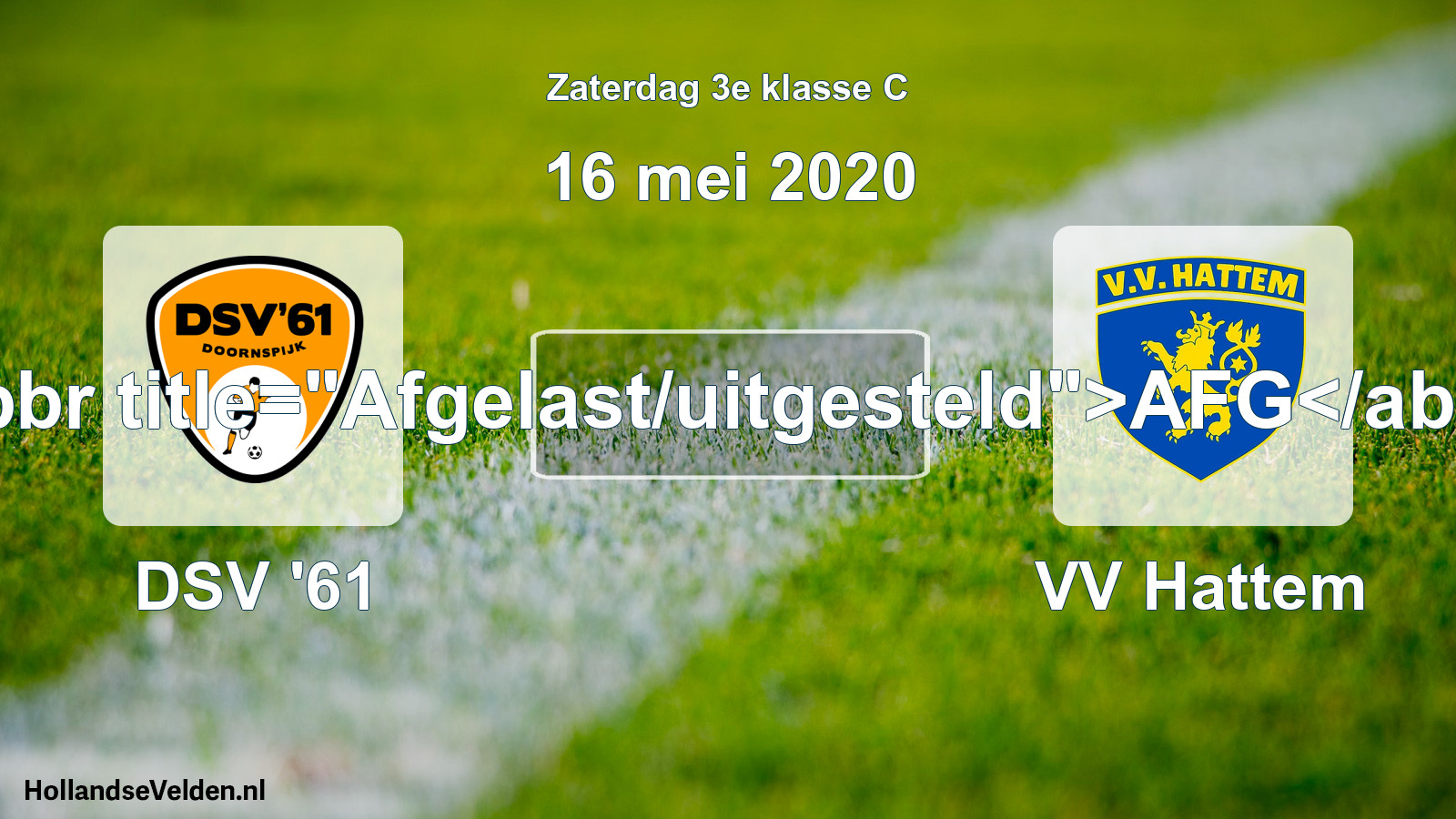 Scheduled Match: DSV '61 - VV Hattem (16 May 2020)