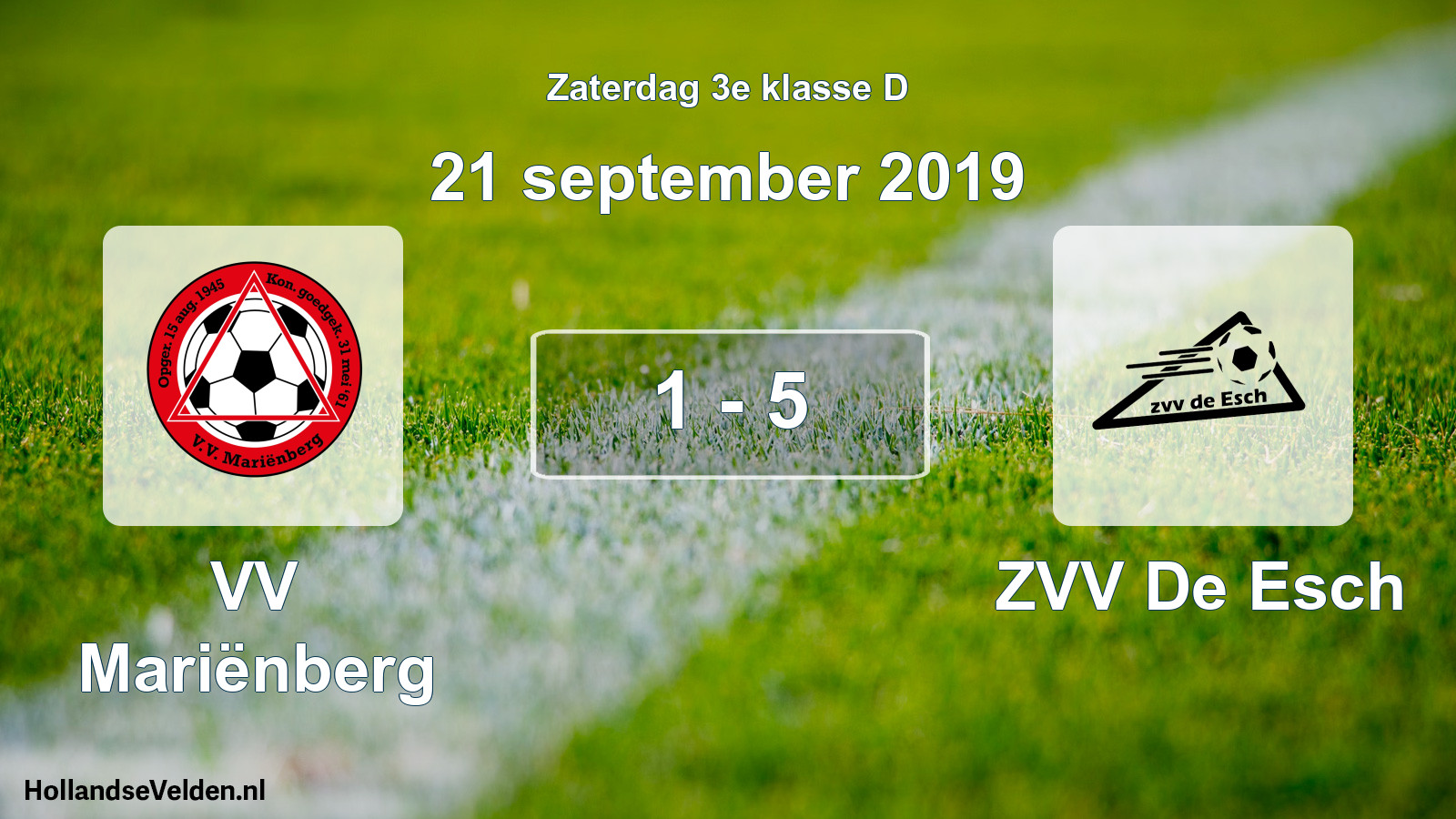 Total number of matches played: VV Mariënberg - ZVV De Esch 1 - 5 (21 September 2019)