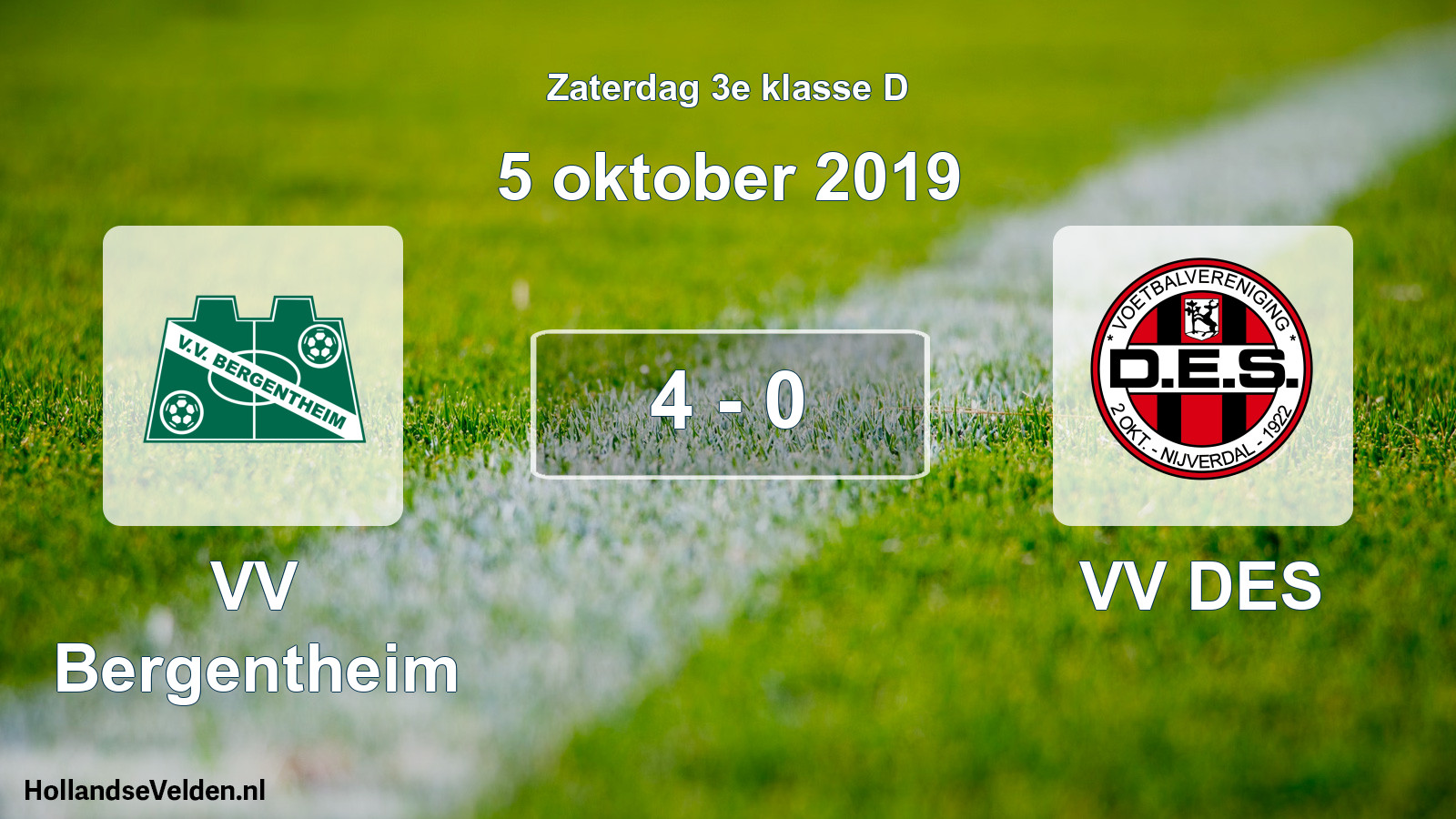 Total number of matches played: VV Bergentheim - VV DES 4 - 0 (5 October 2019)