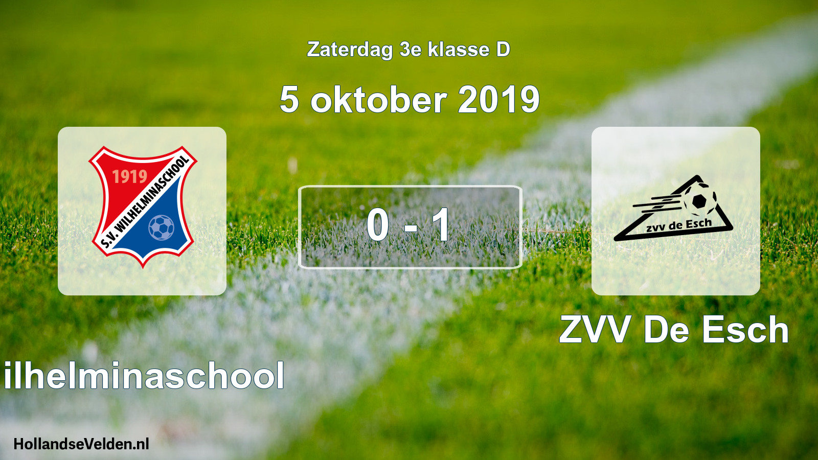 Total number of matches played: Wilhelminaschool - ZVV De Esch 0 - 1 (5 October 2019)