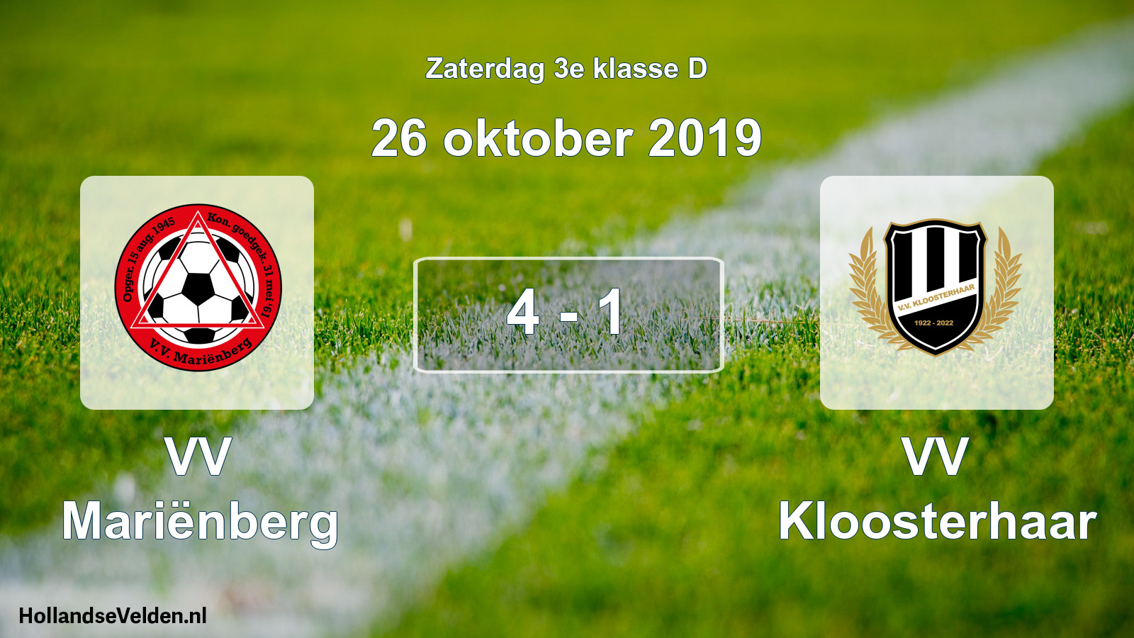 Total number of matches played: VV Mariënberg - VV Kloosterhaar 4 - 1 (26 October 2019)