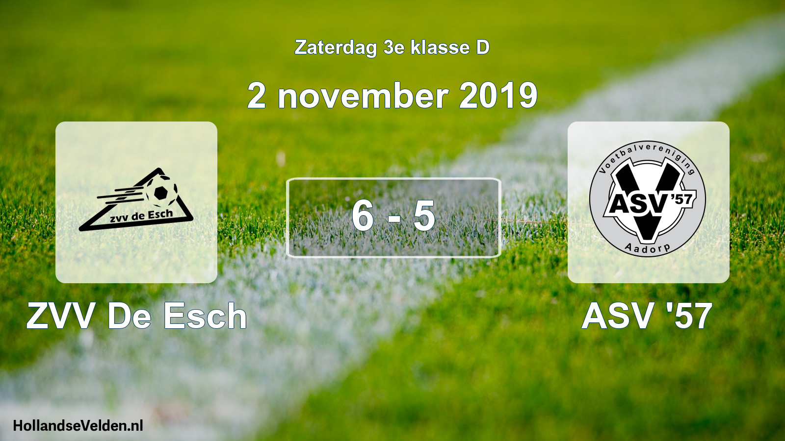 Total number of matches played: ZVV De Esch - ASV '57 6 - 5 (2 November 2019)