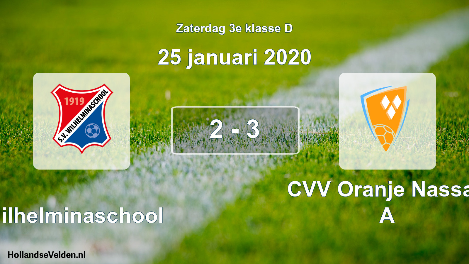 Total number of matches played: Wilhelminaschool - CVV Oranje Nassau A 2 - 3 (25 January 2020)