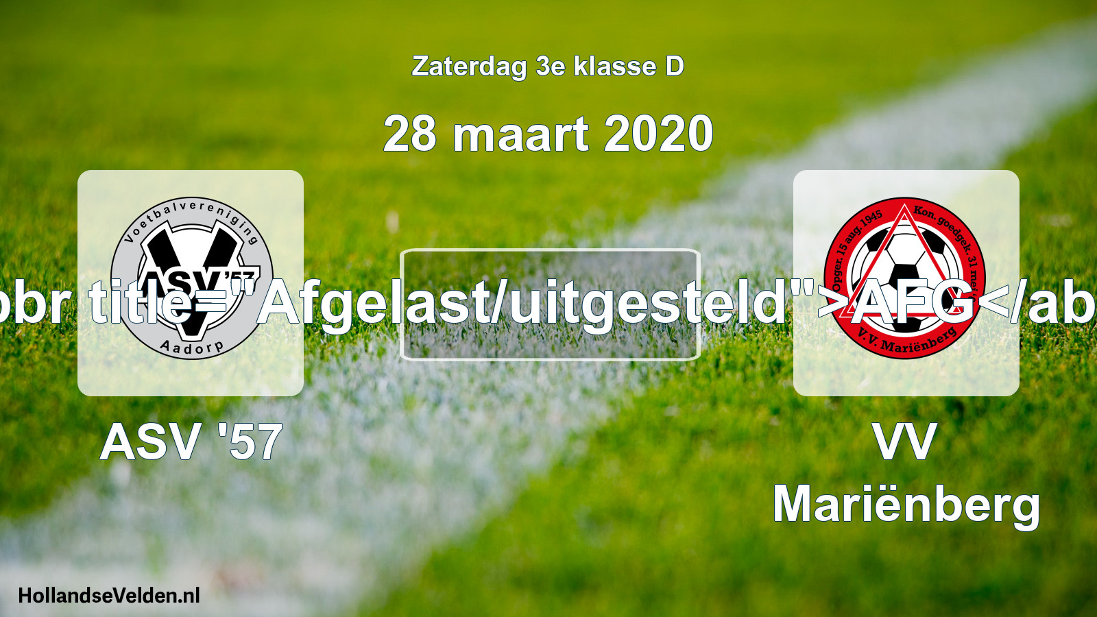 Scheduled Match: ASV '57 - VV Mariënberg (28 March 2020)