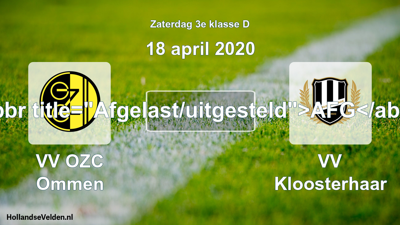 Scheduled Match: VV OZC Ommen - VV Kloosterhaar (18 April 2020)