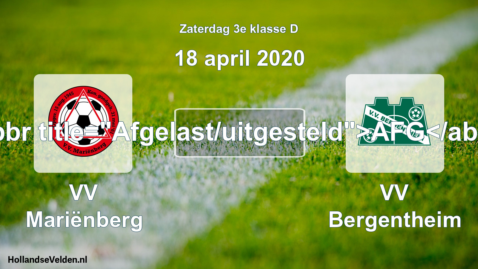 Scheduled Match: VV Mariënberg - VV Bergentheim (18 April 2020)