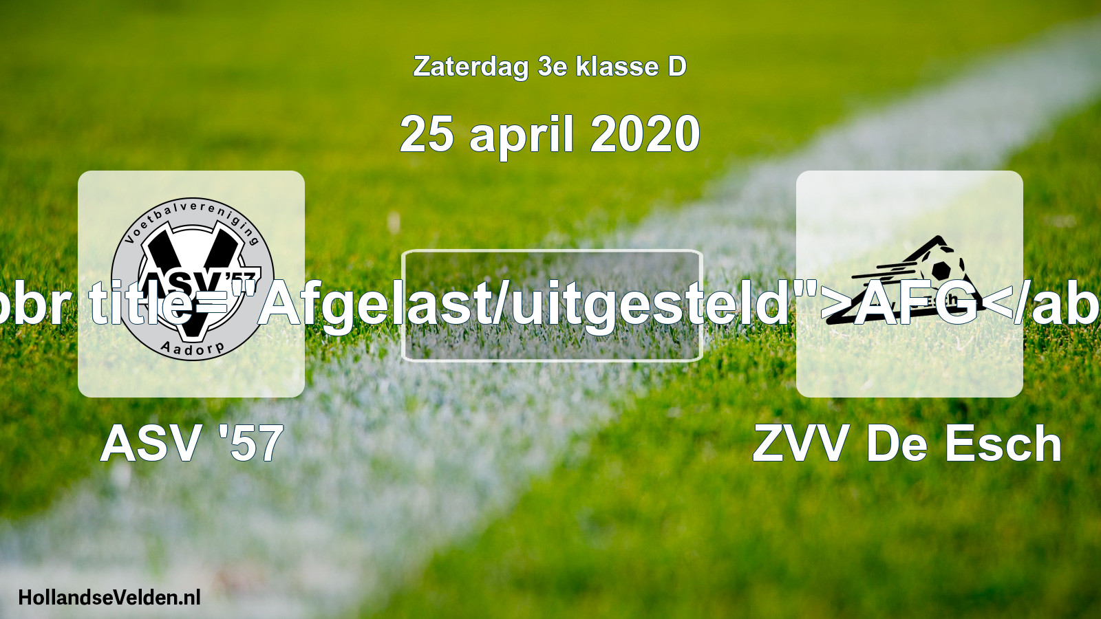Scheduled Match: ASV '57 - ZVV De Esch (25 April 2020)