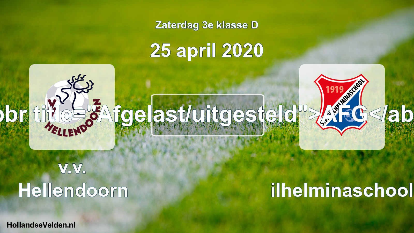 Scheduled Match: v.v. Hellendoorn - Wilhelminaschool (25 April 2020)