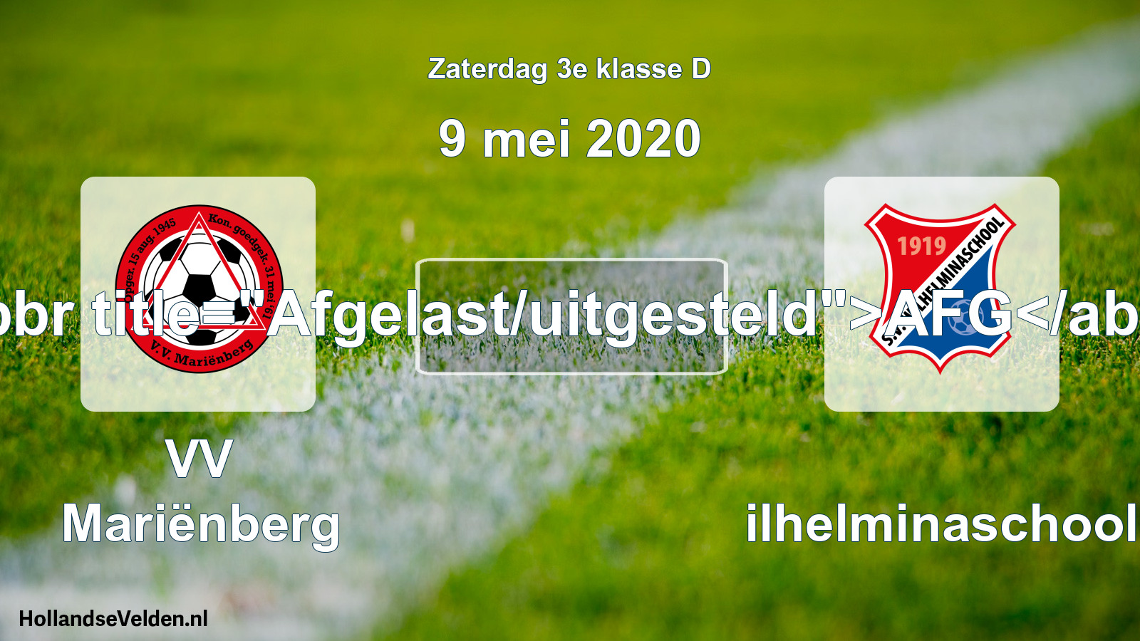 Scheduled Match: VV Mariënberg - Wilhelminaschool (9 May 2020)