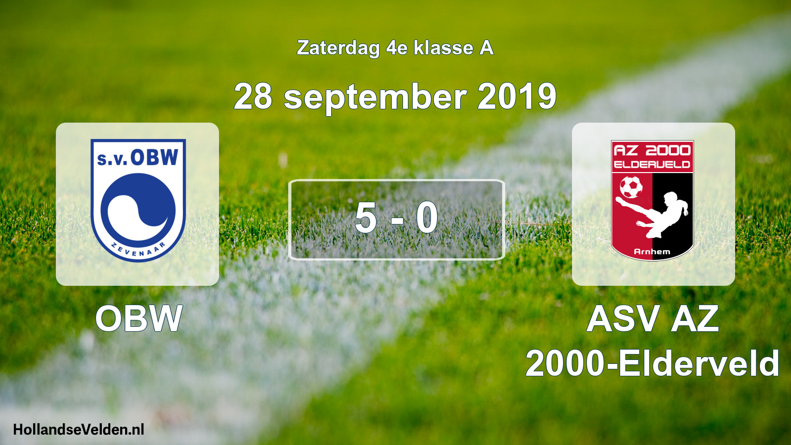 Total number of matches played: OBW - ASV AZ 2000-Elderveld 5 - 0 (28 September 2019)