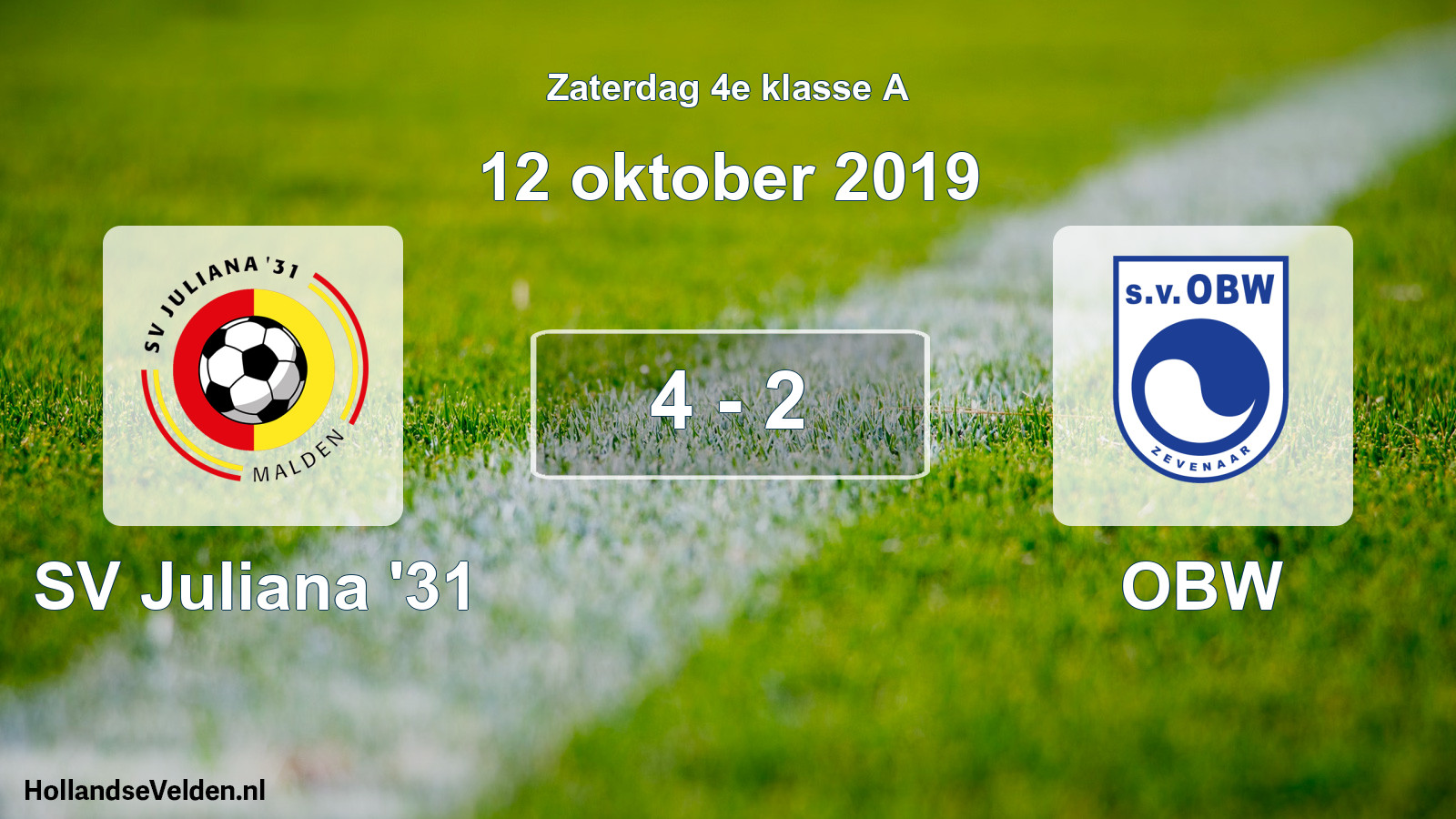 Total number of matches played: SV Juliana '31 - OBW 4 - 2 (12 October 2019)