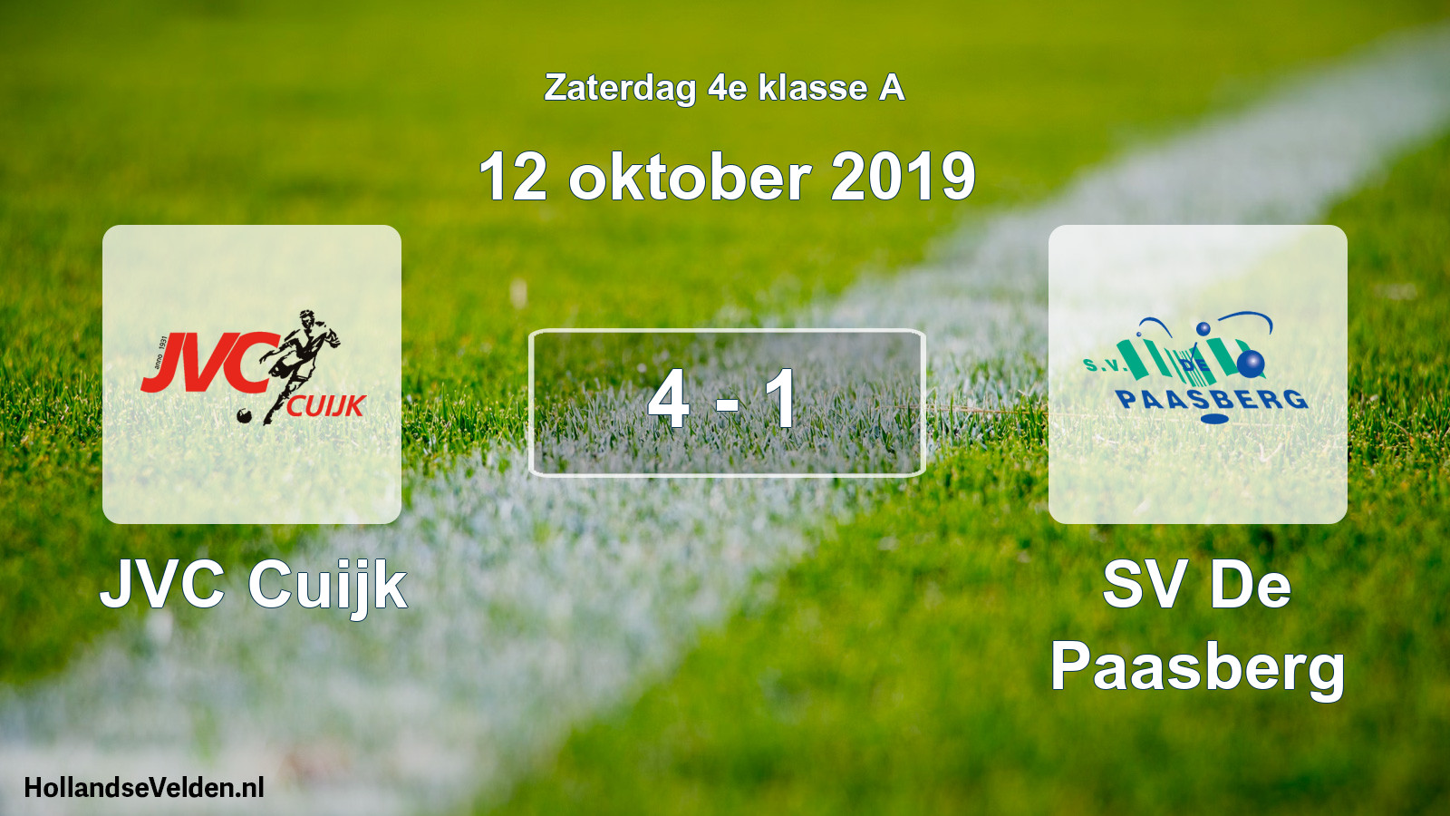Total number of matches played: JVC Cuijk - SV De Paasberg 4 - 1 (12 October 2019)
