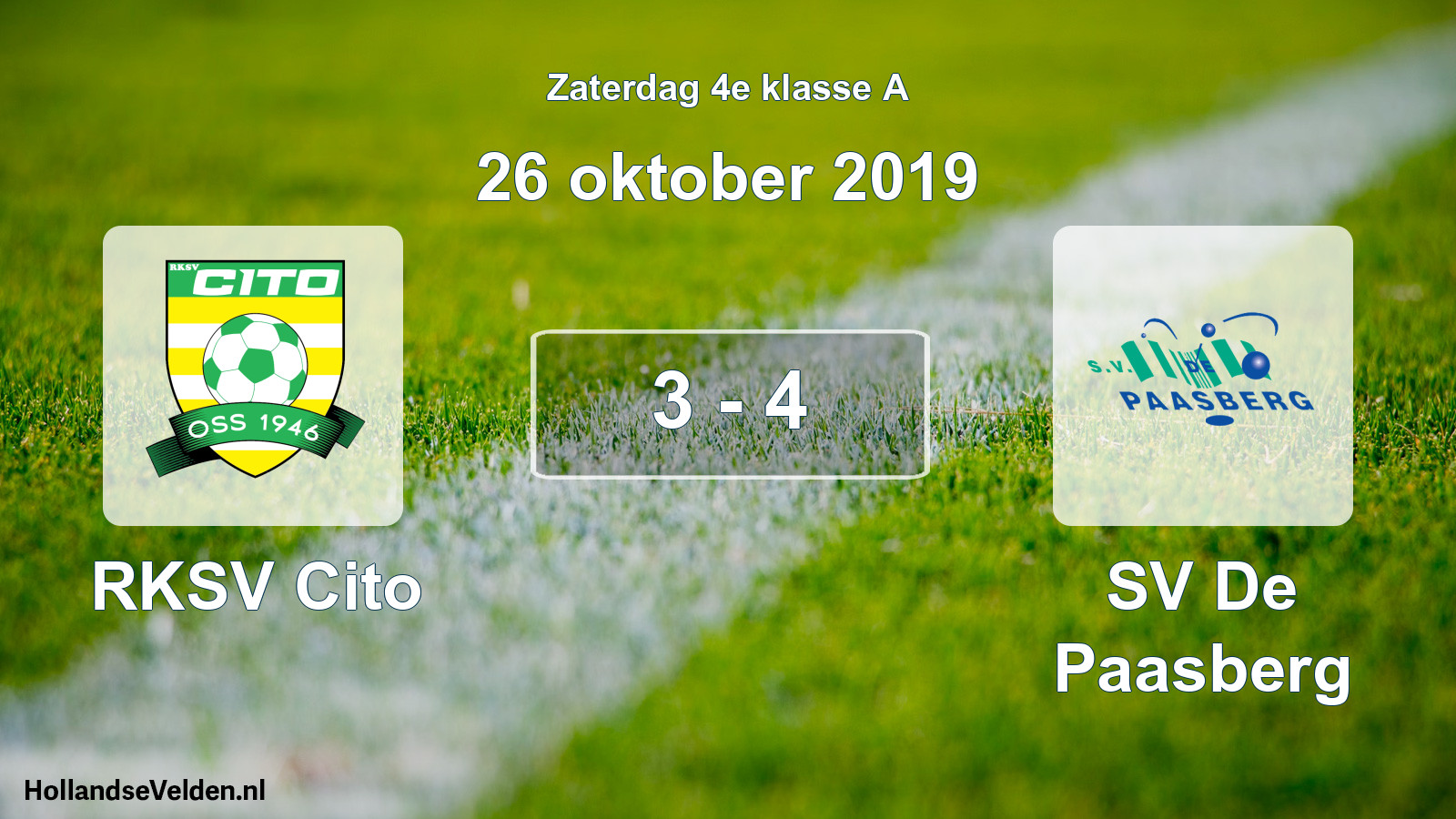 Total number of matches played: RKSV Cito - SV De Paasberg 3 - 4 (26 October 2019)