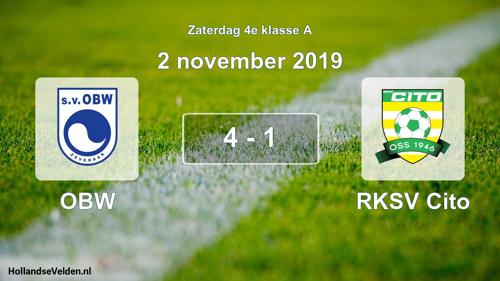 Total number of matches played: OBW - RKSV Cito 4 - 1 (2 November 2019)