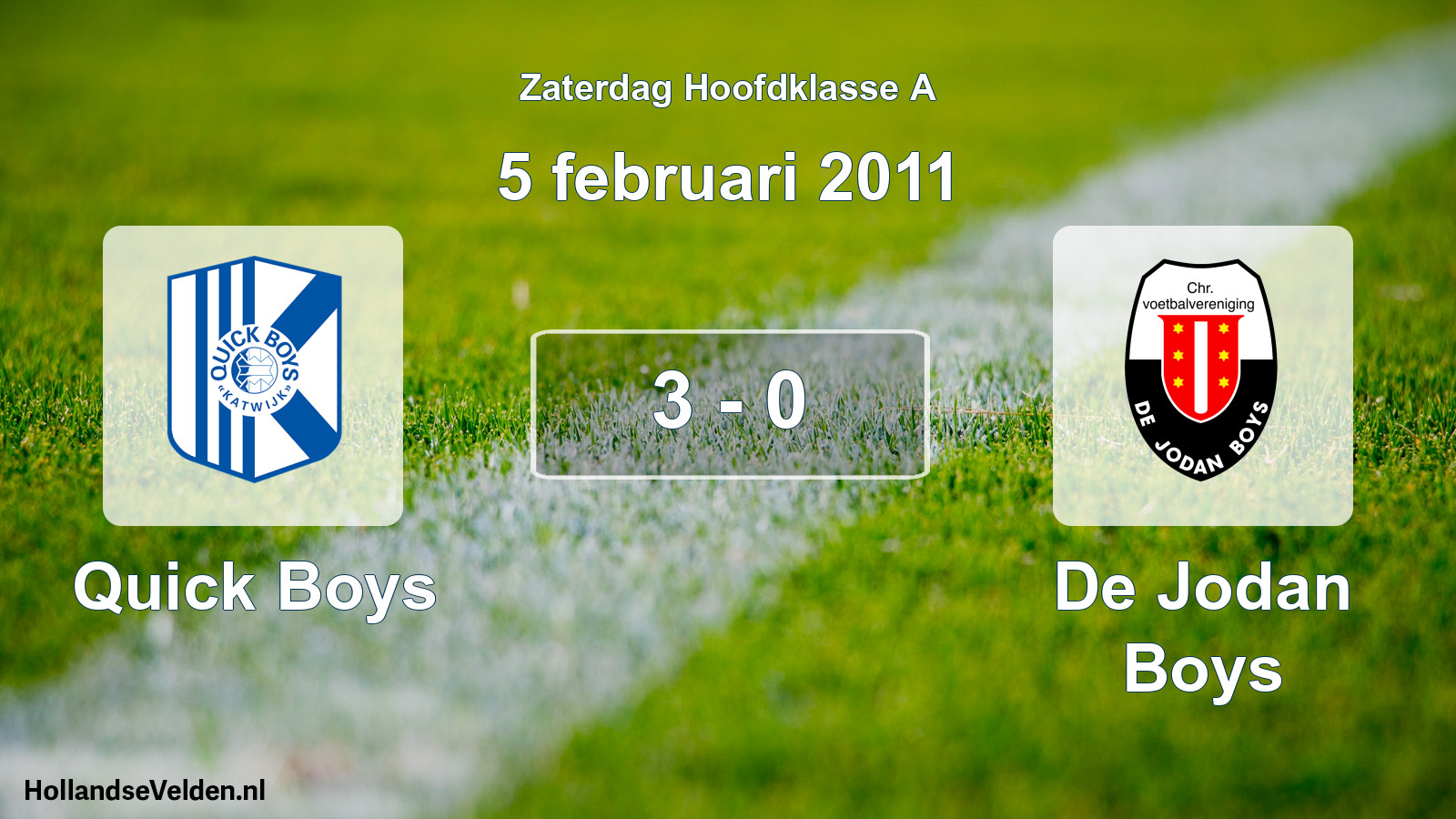 Total number of matches played: Quick Boys - De Jodan Boys 3 - 0 (5 February 2011)