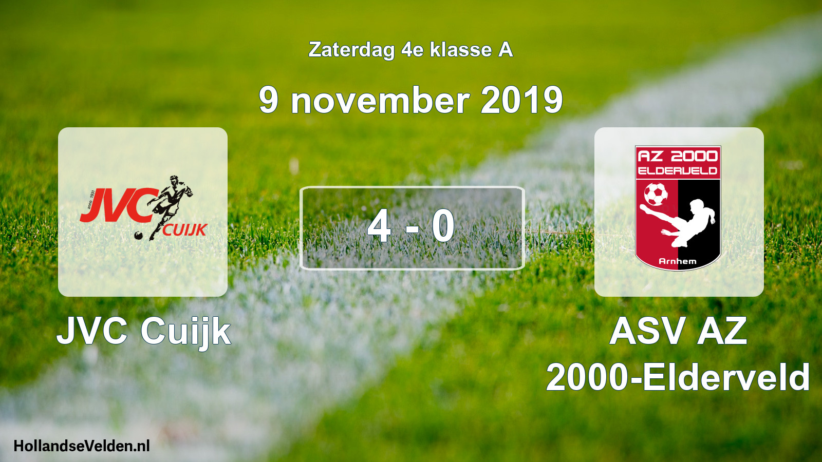 Total number of matches played: JVC Cuijk - ASV AZ 2000-Elderveld 4 - 0 (9 November 2019)