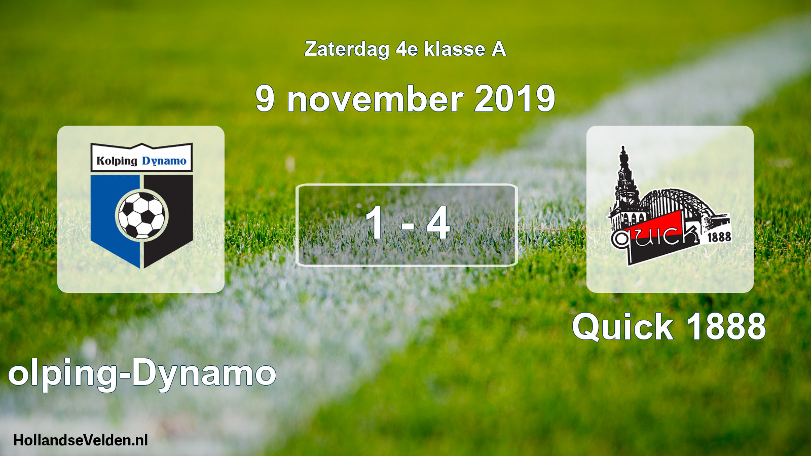 Total number of matches played: Kolping-Dynamo - Quick 1888 1 - 4 (9 November 2019)