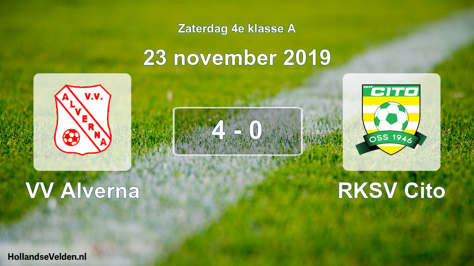 Total number of matches played: VV Alverna - RKSV Cito 4 - 0 (23 November 2019)