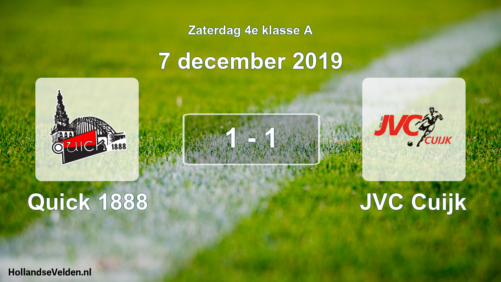 Total number of matches played: Quick 1888 - JVC Cuijk 1 - 1 (7 December 2019)