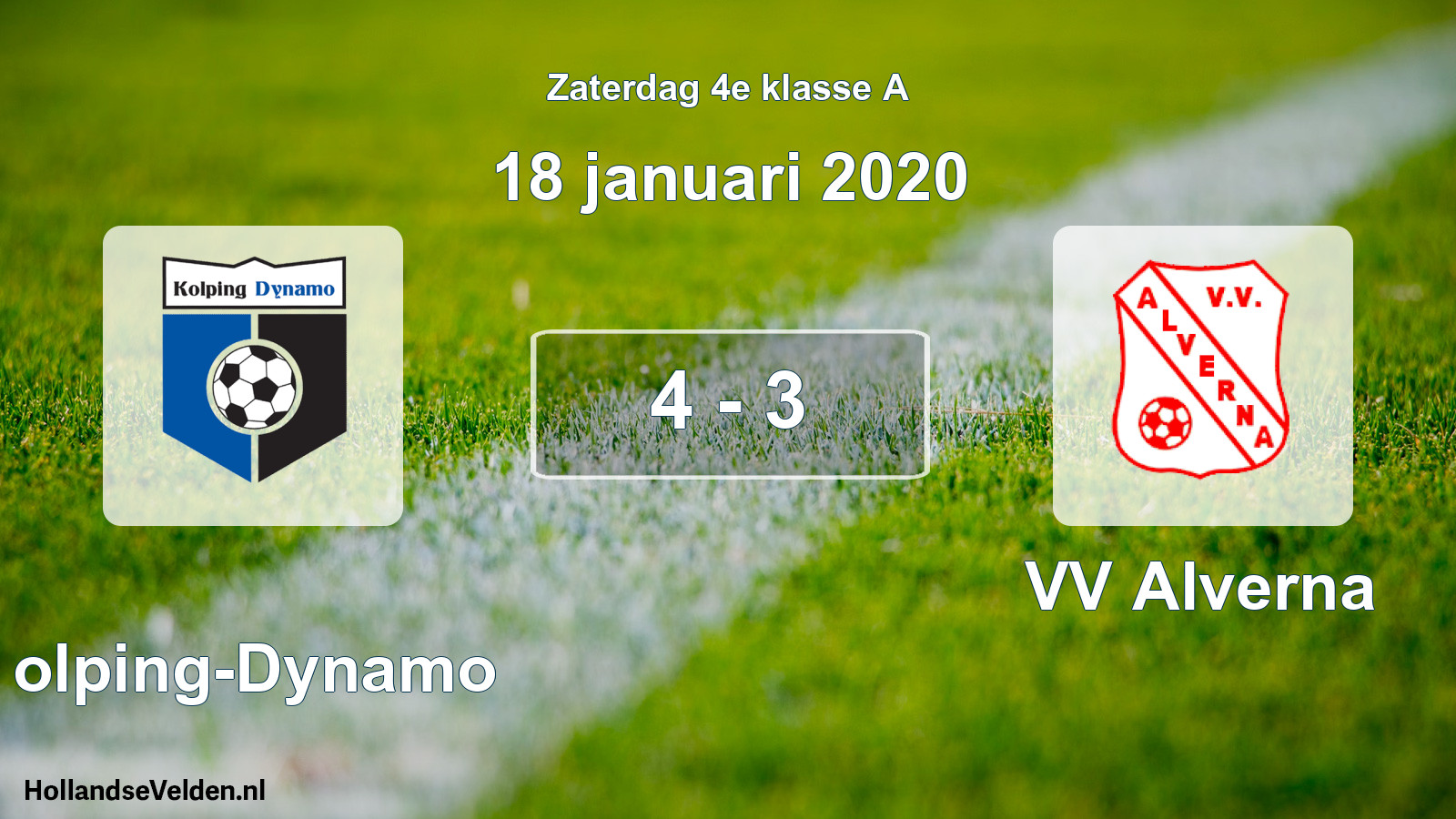 Total number of matches played: Kolping-Dynamo - VV Alverna 4 - 3 (18 January 2020)