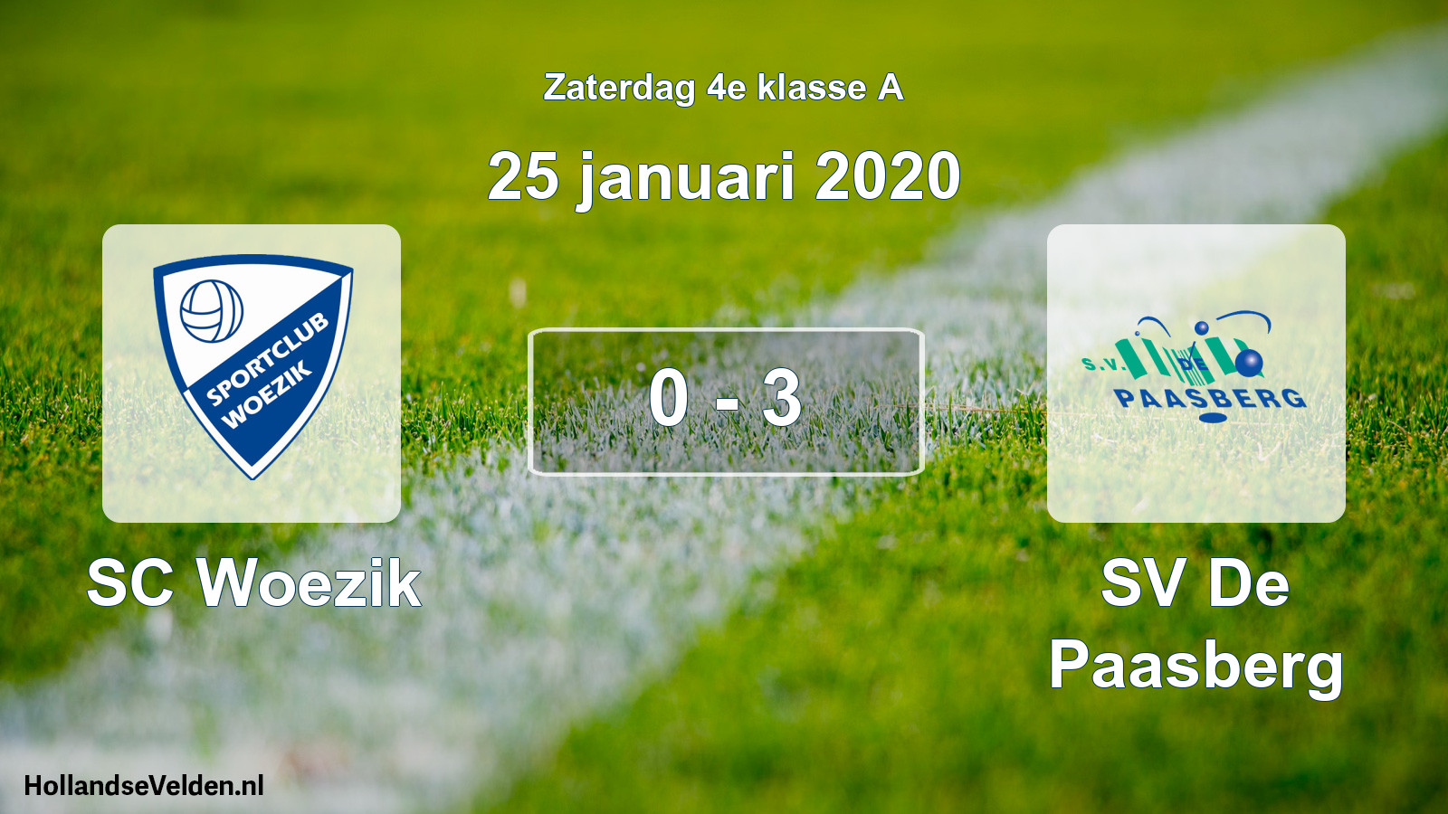 Total number of matches played: SC Woezik - SV De Paasberg 0 - 3 (25 January 2020)
