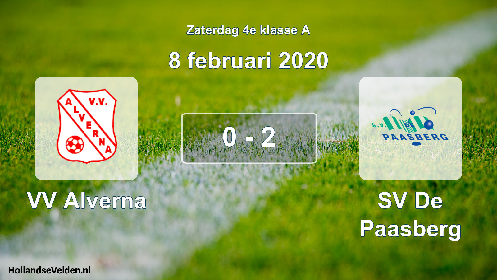 Total number of matches played: VV Alverna - SV De Paasberg 0 - 2 (8 February 2020)