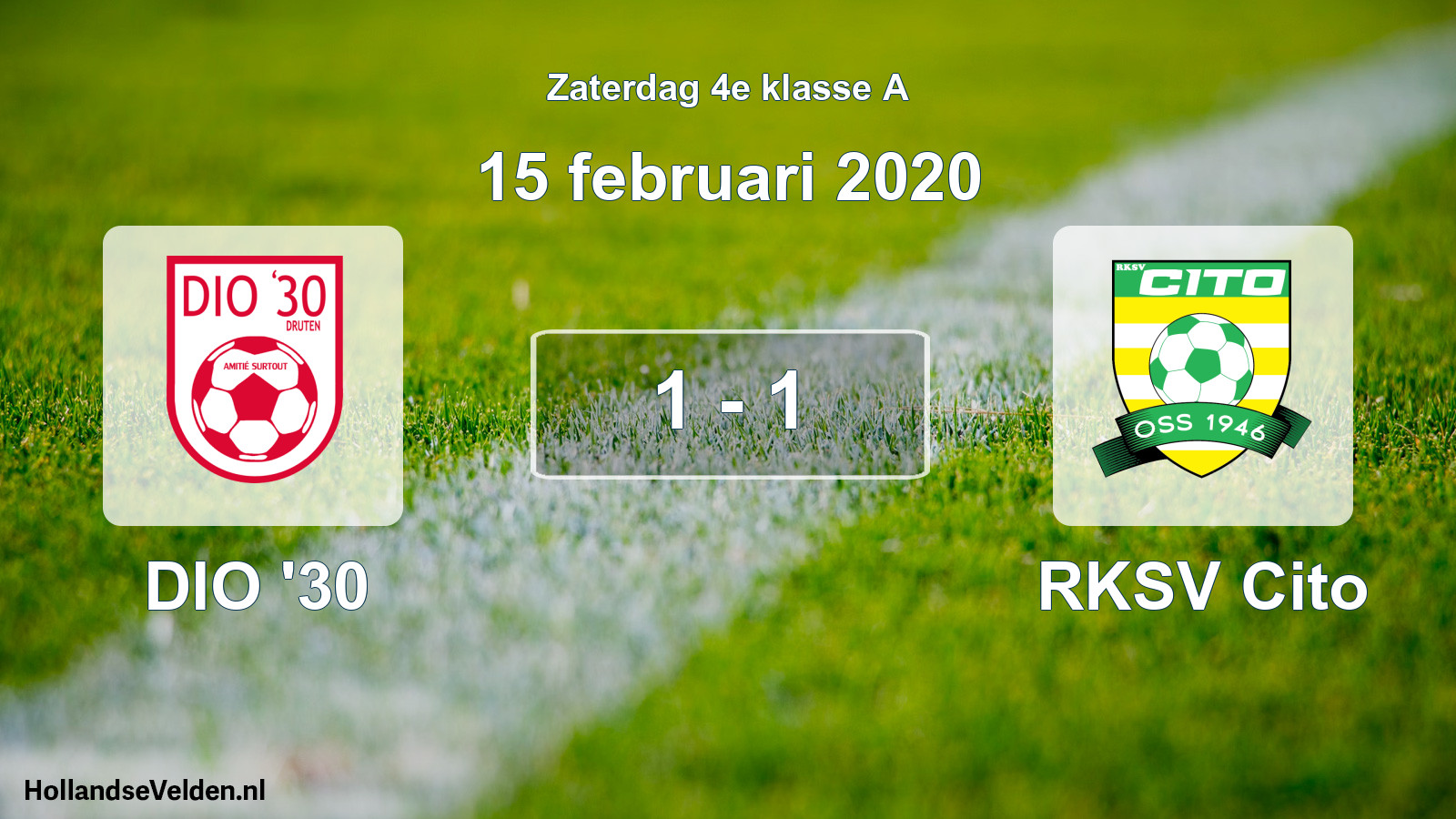 Total number of matches played: DIO '30 - RKSV Cito 1 - 1 (15 February 2020)