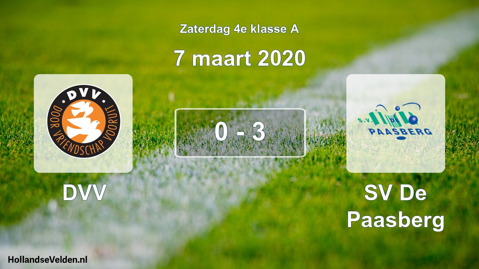 Total number of matches played: DVV - SV De Paasberg 0 - 3 (7 March 2020)