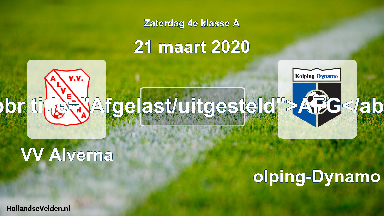 Scheduled Match: VV Alverna - Kolping-Dynamo (21 March 2020)