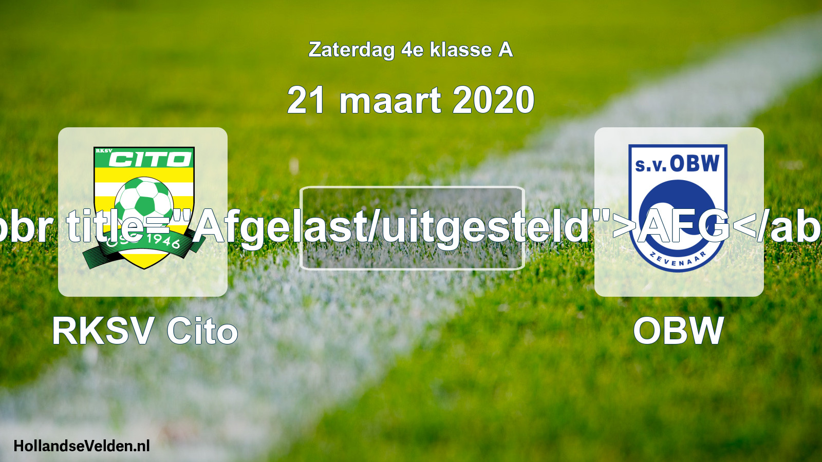 Scheduled Match: RKSV Cito - OBW (21 March 2020)