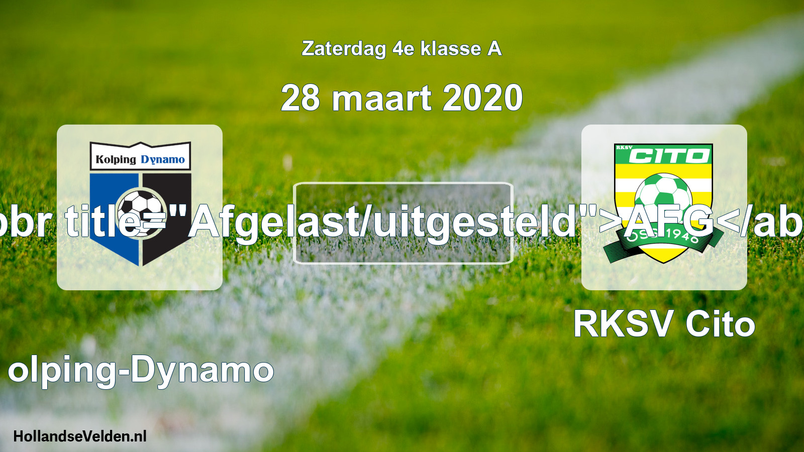 Scheduled Match: Kolping-Dynamo - RKSV Cito (28 March 2020)