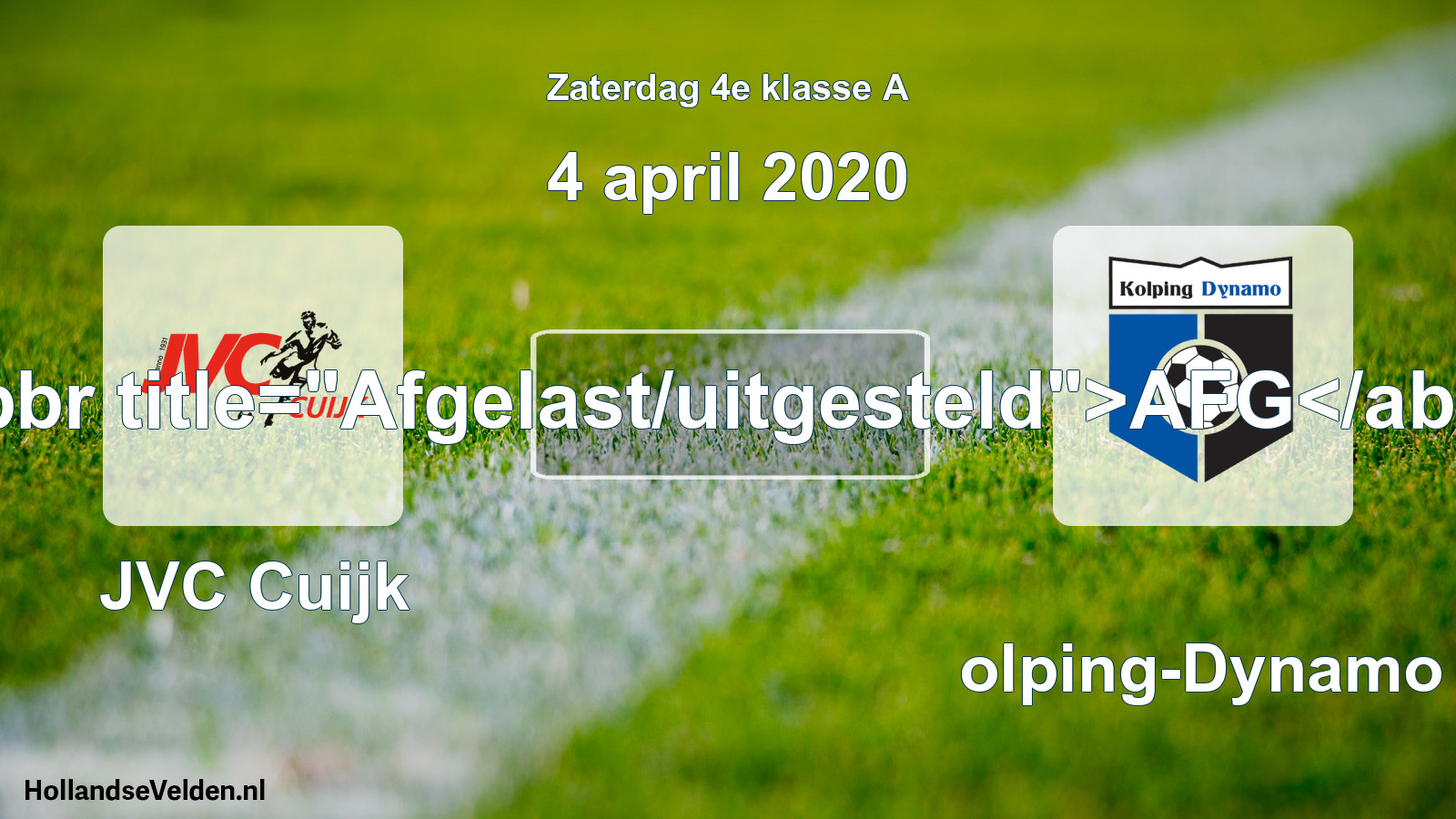 Scheduled Match: JVC Cuijk - Kolping-Dynamo (4 April 2020)
