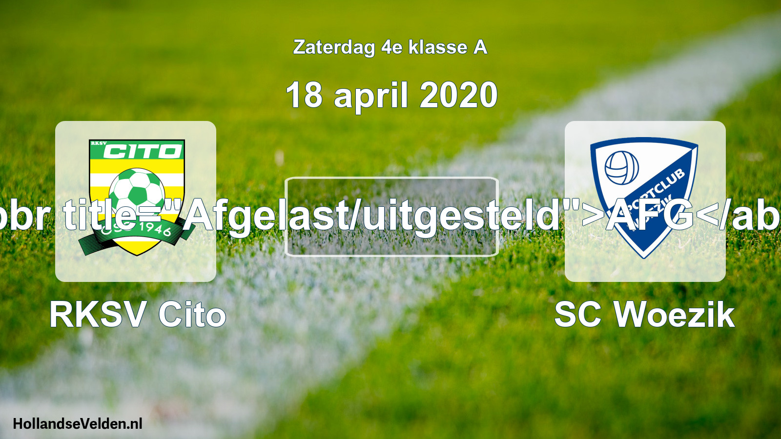 Scheduled Match: RKSV Cito - SC Woezik (18 April 2020)