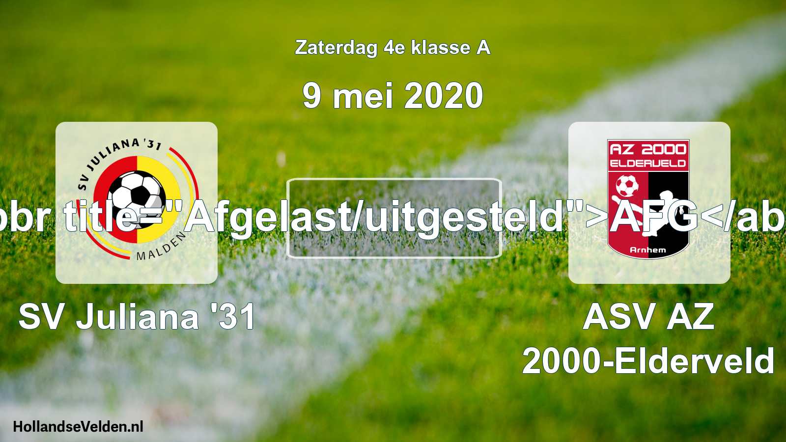 Scheduled Match: SV Juliana '31 - ASV AZ 2000-Elderveld (9 May 2020)