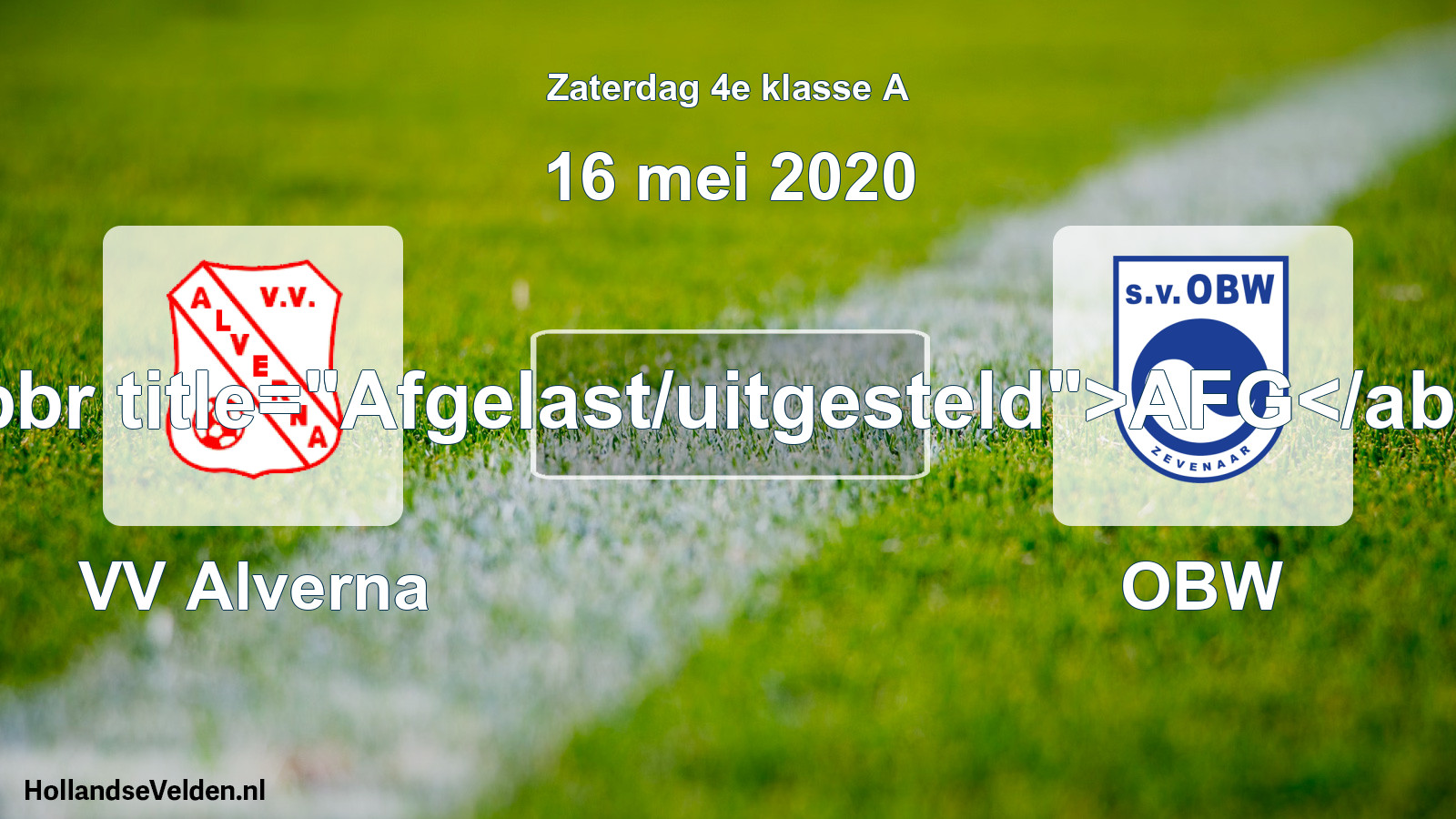 Scheduled Match: VV Alverna - OBW (16 May 2020)