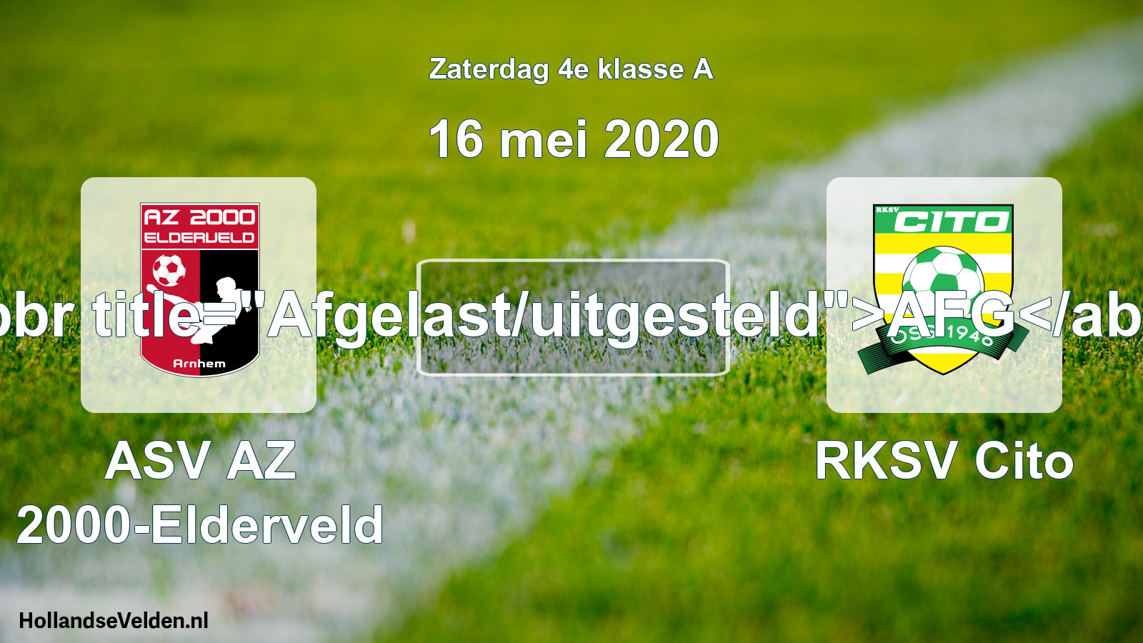 Scheduled Match: ASV AZ 2000-Elderveld - RKSV Cito (16 May 2020)