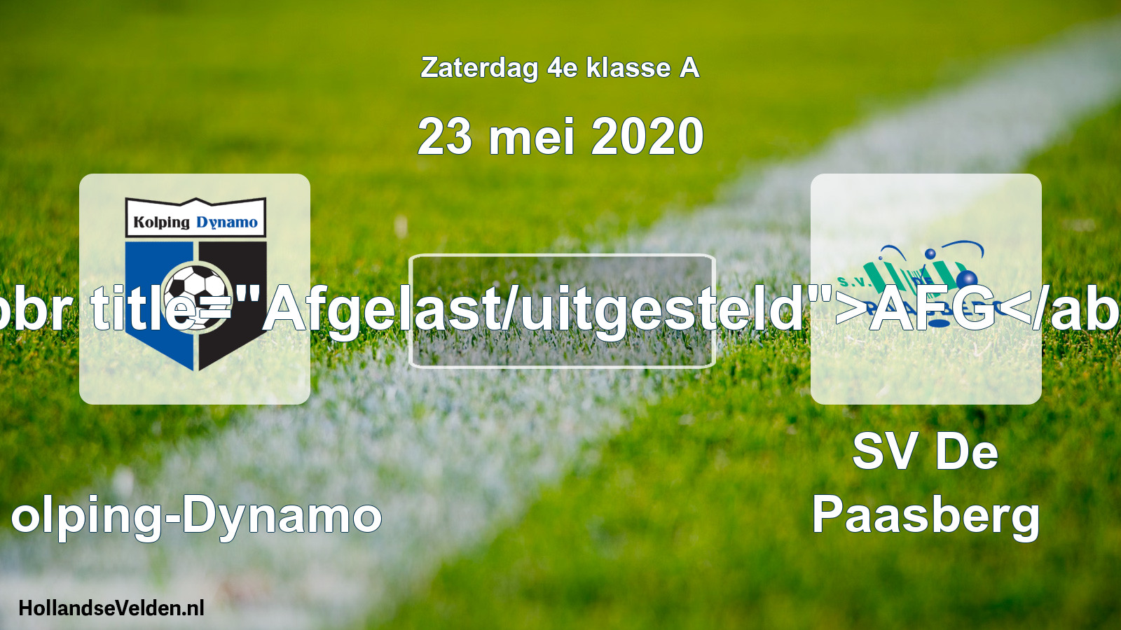 Scheduled Match: Kolping-Dynamo - SV De Paasberg (23 May 2020)