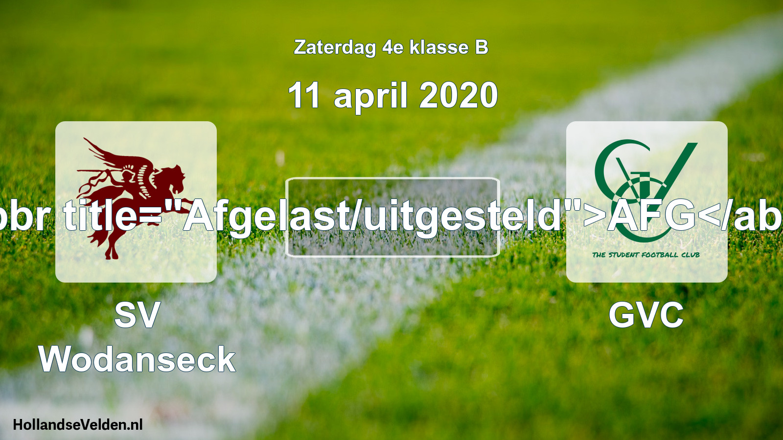 Scheduled Match: SV Wodanseck - GVC (11 April 2020)