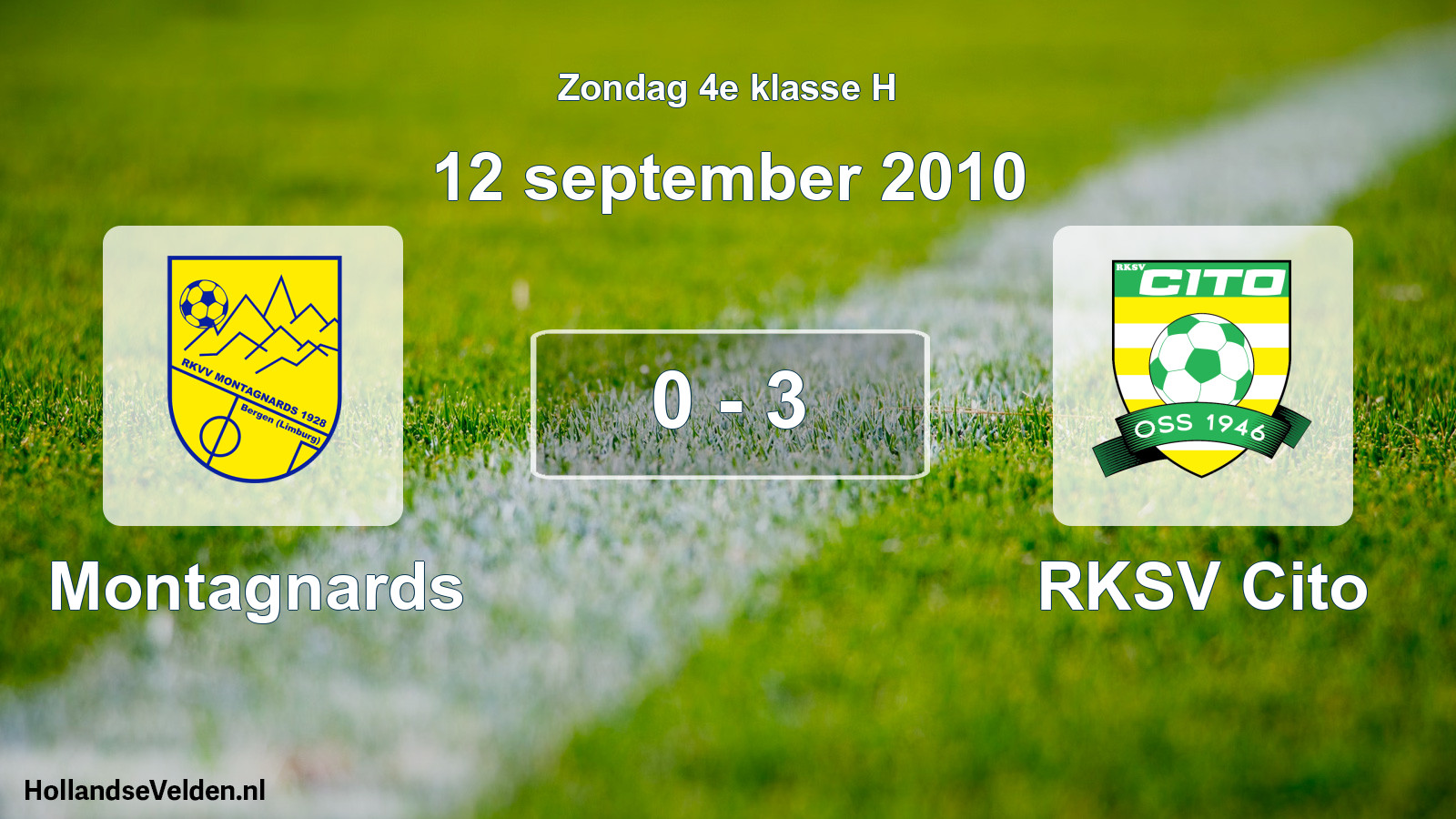Total number of matches played: Montagnards - RKSV Cito 0 - 3 (12 September 2010)