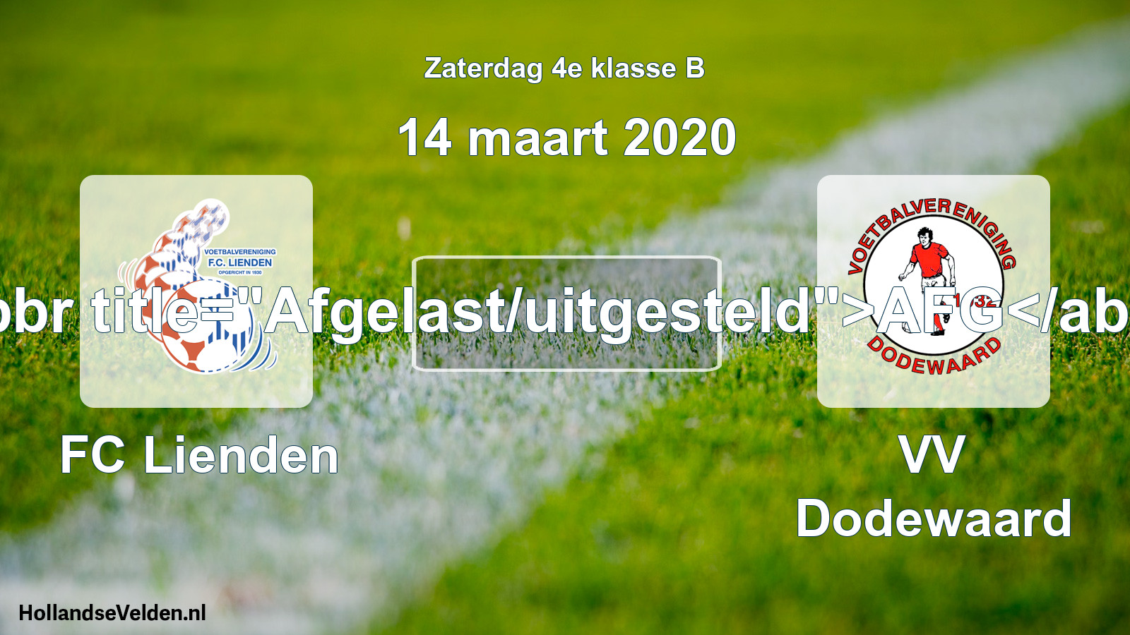 Scheduled Match: FC Lienden - VV Dodewaard (14 March 2020)