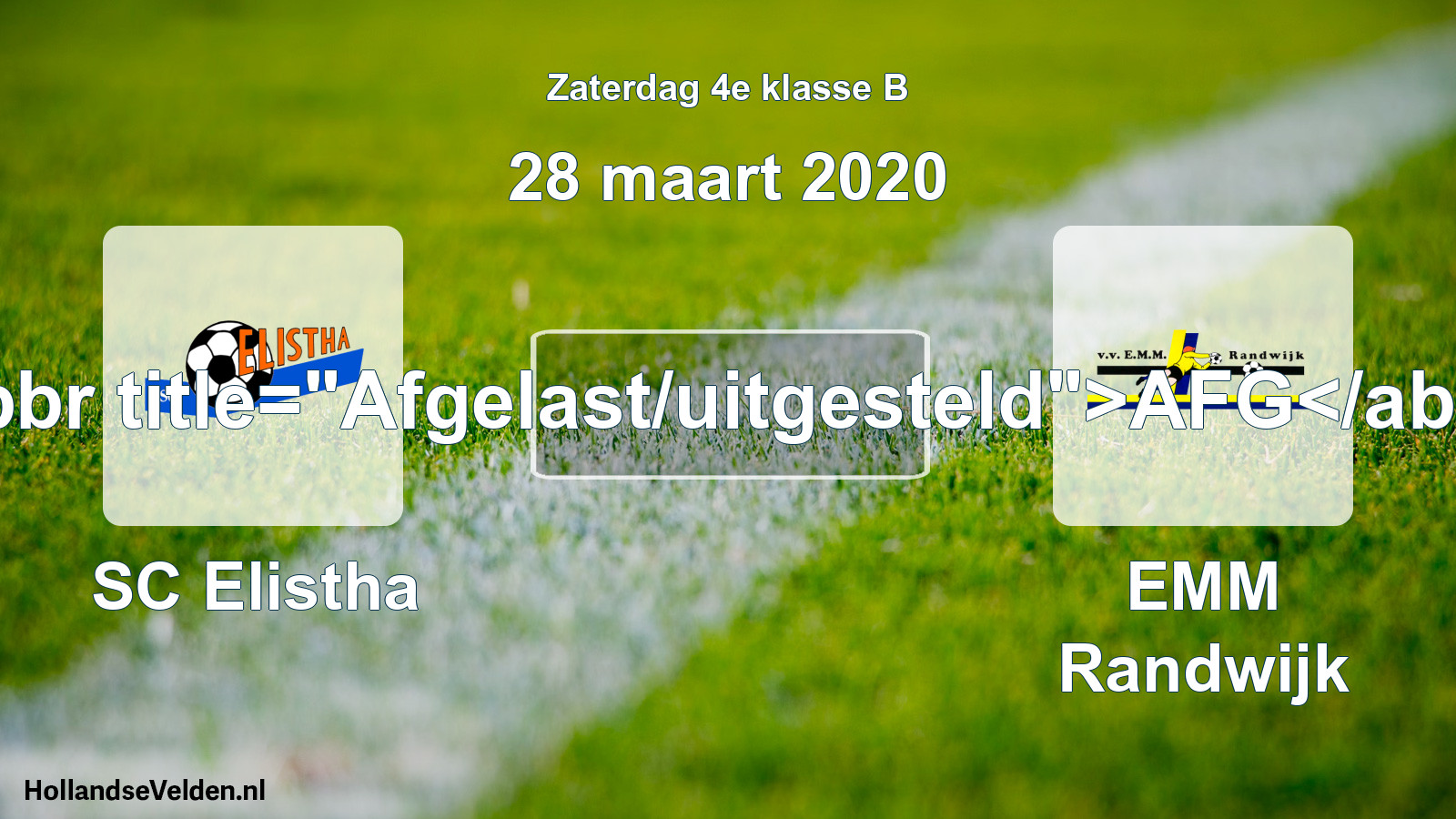 Scheduled Match: SC Elistha - EMM Randwijk (28 March 2020)