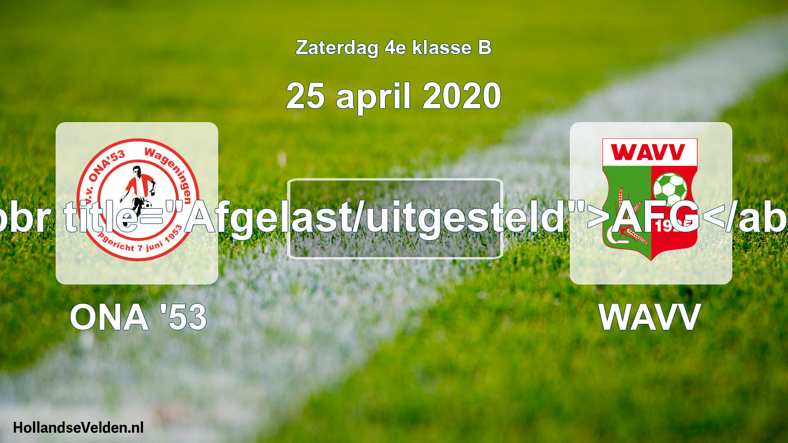 Scheduled Match: ONA '53 - WAVV (25 April 2020)