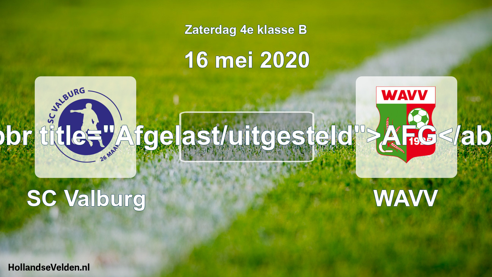 Scheduled Match: SC Valburg - WAVV (16 May 2020)