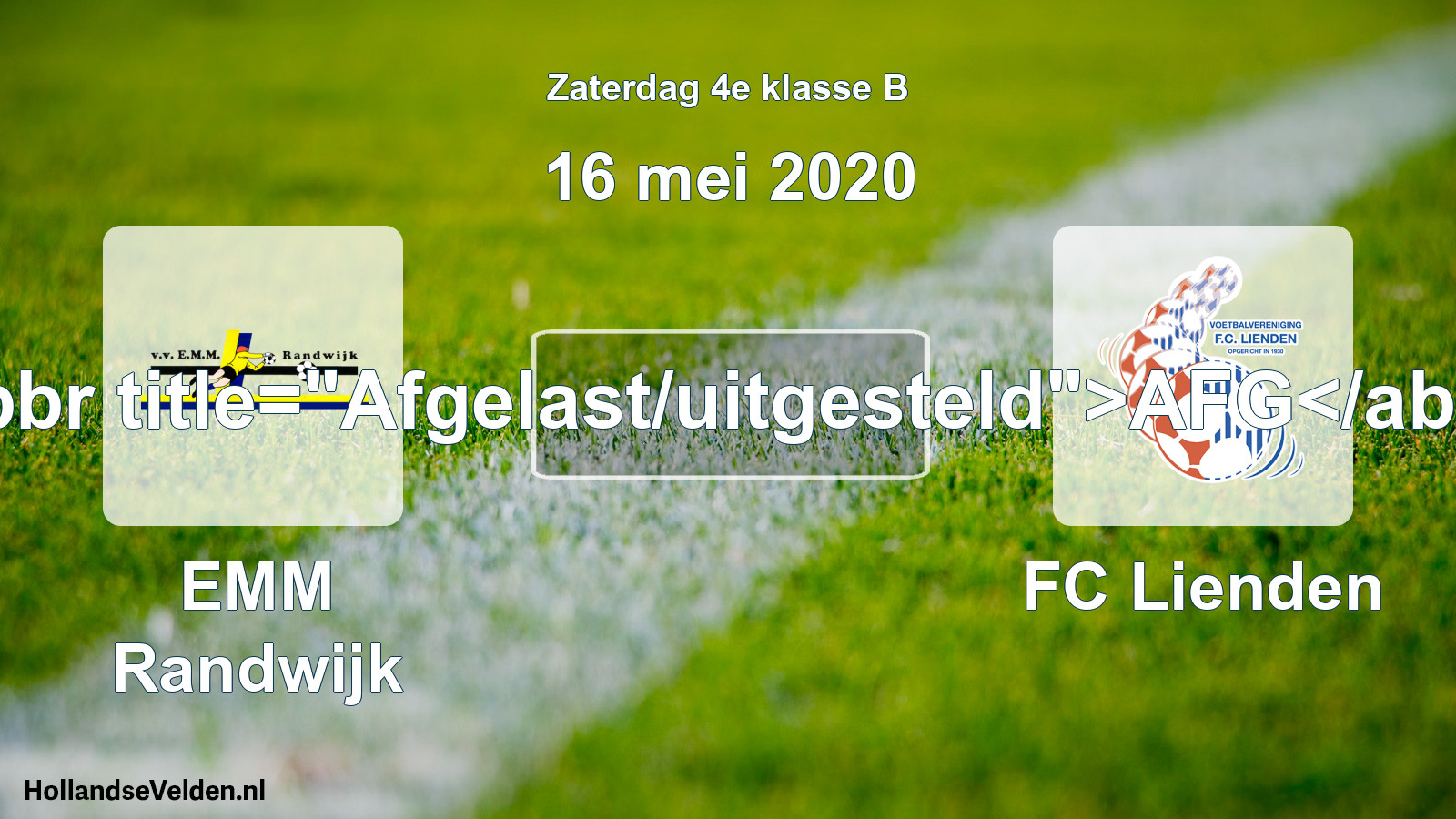 Scheduled Match: EMM Randwijk - FC Lienden (16 May 2020)