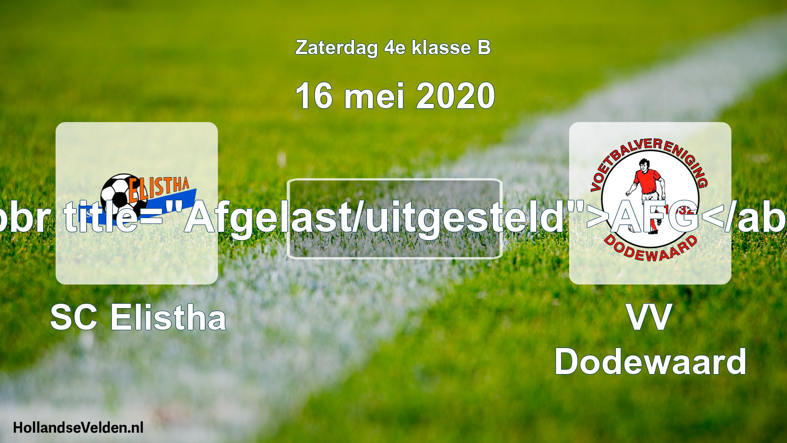 Scheduled Match: SC Elistha - VV Dodewaard (16 May 2020)