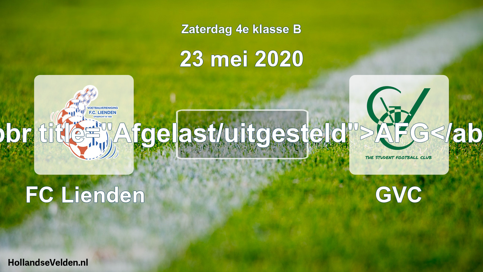 Scheduled Match: FC Lienden - GVC (23 May 2020)